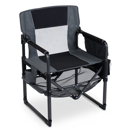 Camping Chair Heavy Duty GemGear with cup holder and storage, gray/black frame on Tampa Home & Garden Store