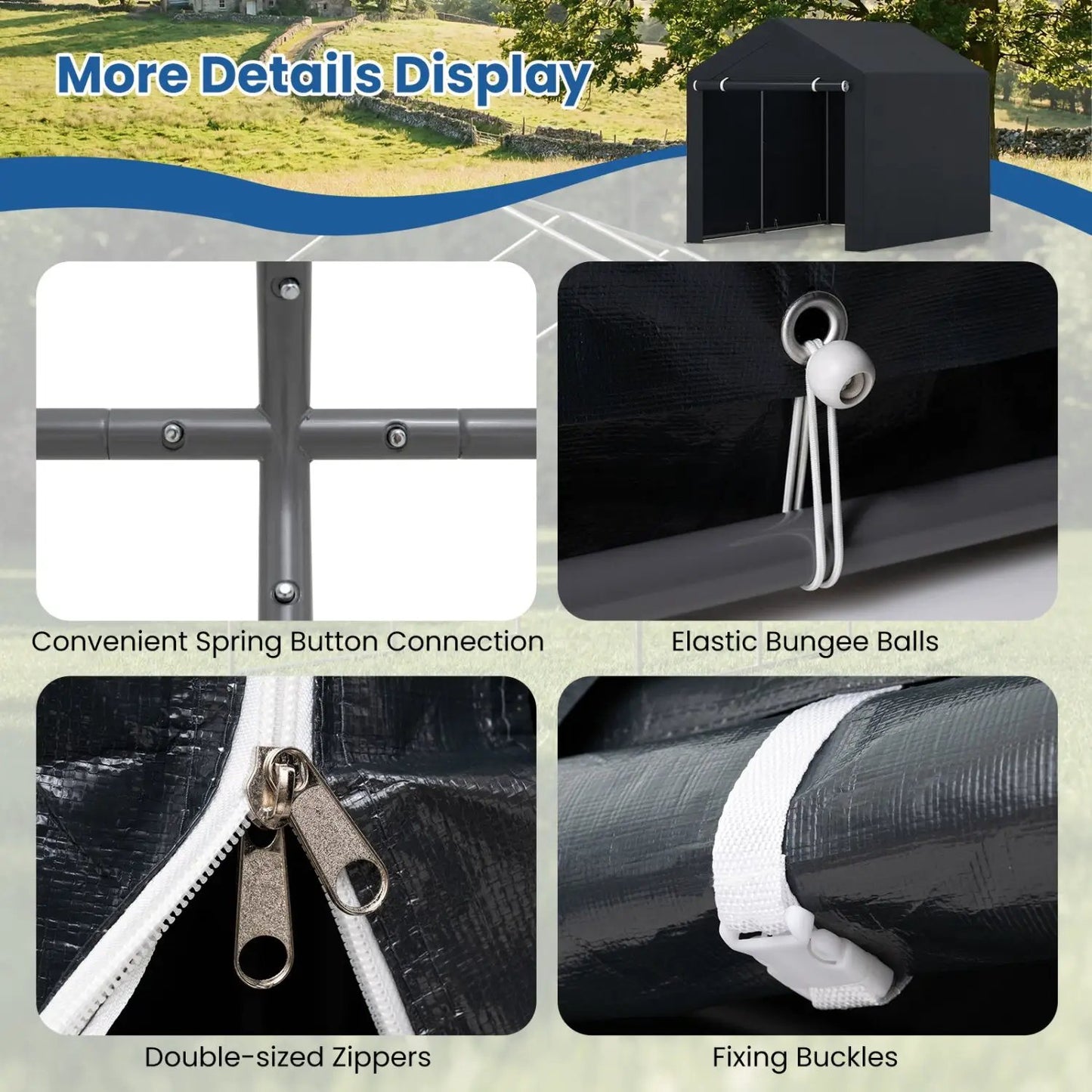 Portable Storage Shed With Roll Up Zipper Door