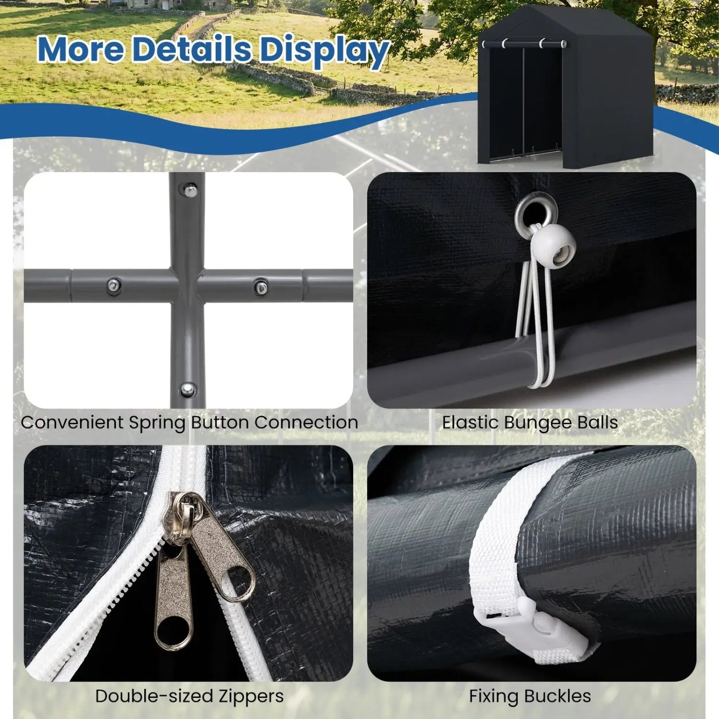 Portable Storage Shed With Roll Up Zipper Door