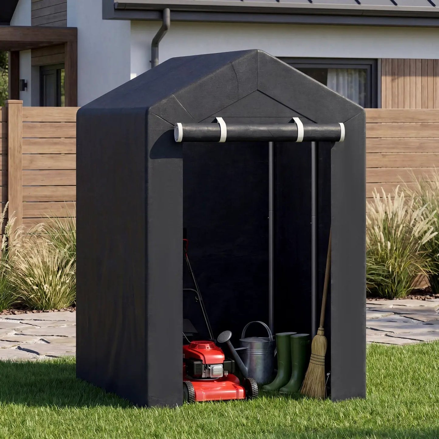 Portable Storage Shed With Roll Up Zipper Door