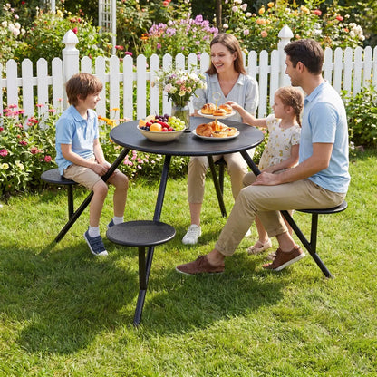 Round Picnic Table for Four with Umbrella Hole
