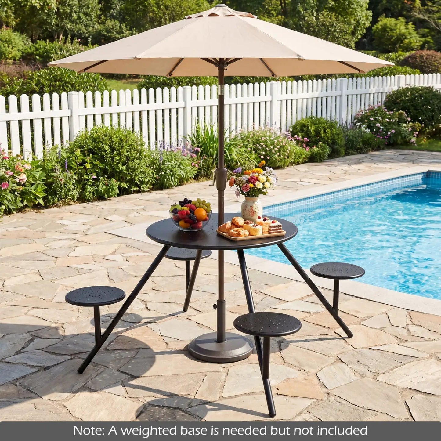 Round Picnic Table for Four with Umbrella Hole