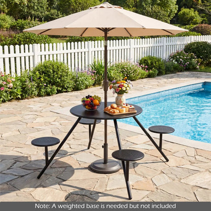 Round Picnic Table for Four with Umbrella Hole