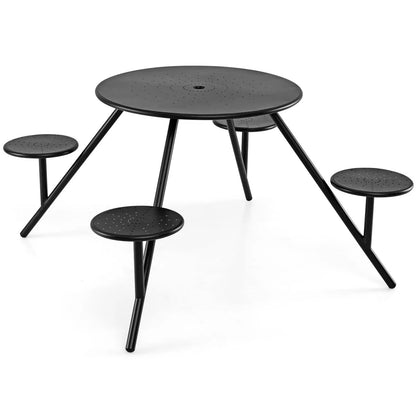 Round Picnic Table for Four with Umbrella Hole