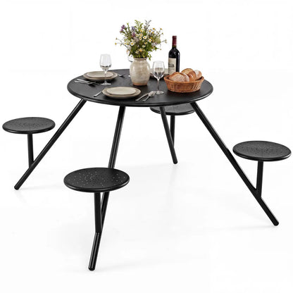 Round Picnic Table for Four with Umbrella Hole