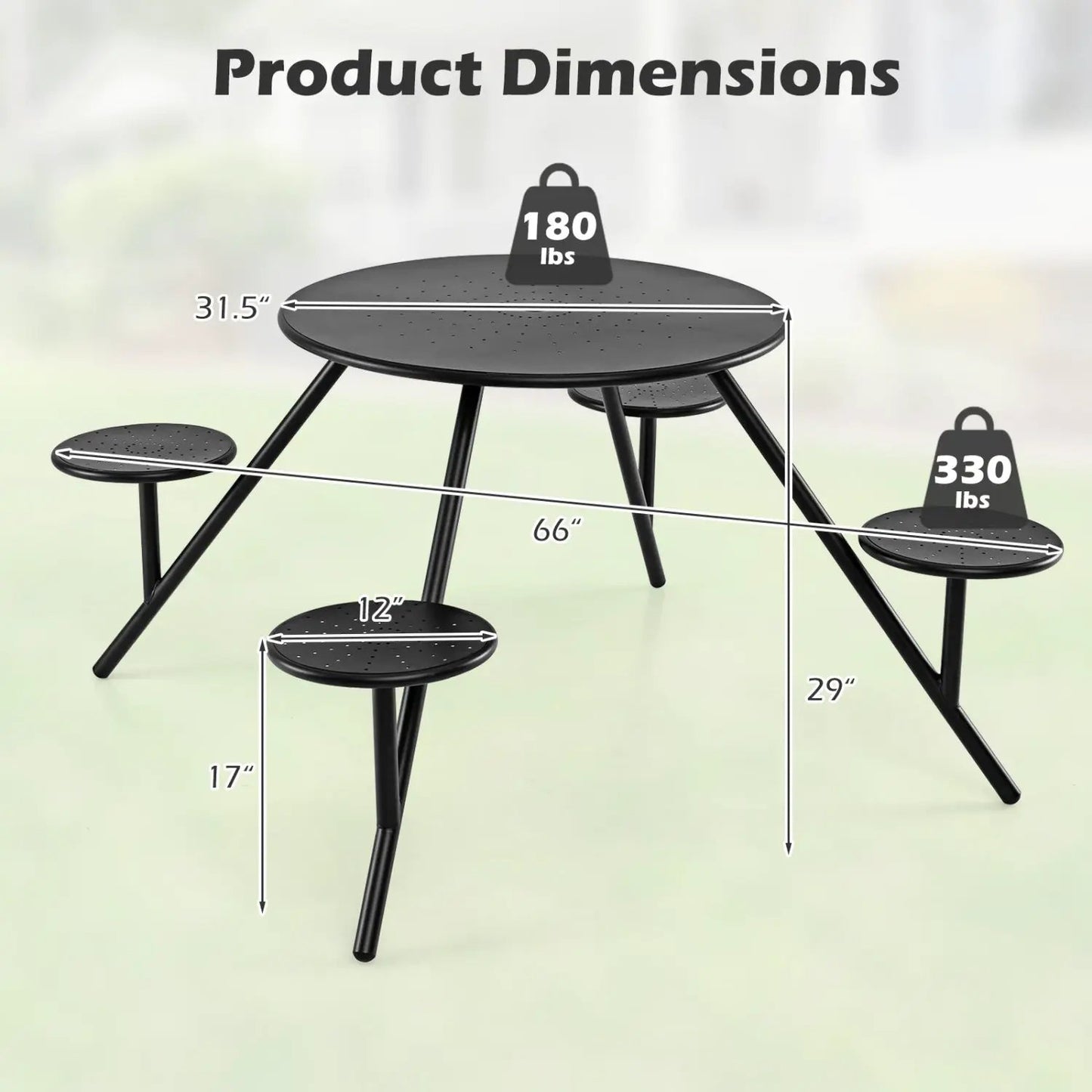 Round Picnic Table for Four with Umbrella Hole