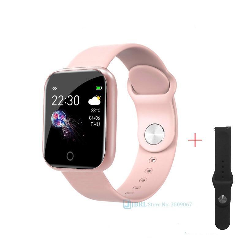 Stevvex ST1WT3506WML pink stainless steel smart watch with pink band and black spare strap on Tampa Home & Garden Store
