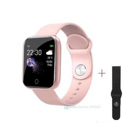 Stevvex ST1WT3506WML pink stainless steel smart watch with pink band and black spare strap on Tampa Home & Garden Store