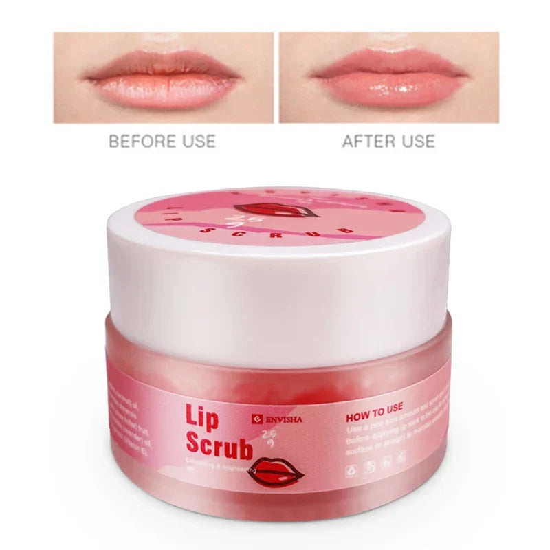 Pink ENVISHA sugar lip scrub jar with white lid, mint exfoliating lip care by Silcy Skin on Tampa Home & Garden Store