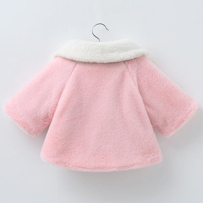 Princess baby girls pink faux fur coat with white collar Stevvex on Tampa Home & Garden Store