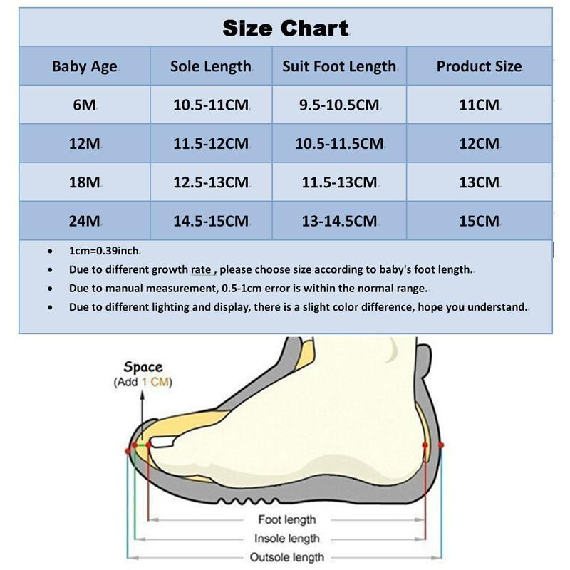 Stevvex newborn indoor sock shoes with rubber soles; baby soft cotton socks size chart and foot diagram on Tampa Home & Garden Store