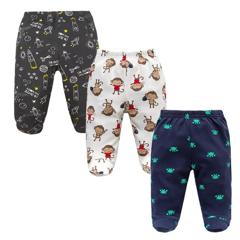 3PCS baby pants set Stevvex, 100% cotton; black rockets, white monkeys, navy crabs on Tampa Home & Garden Store