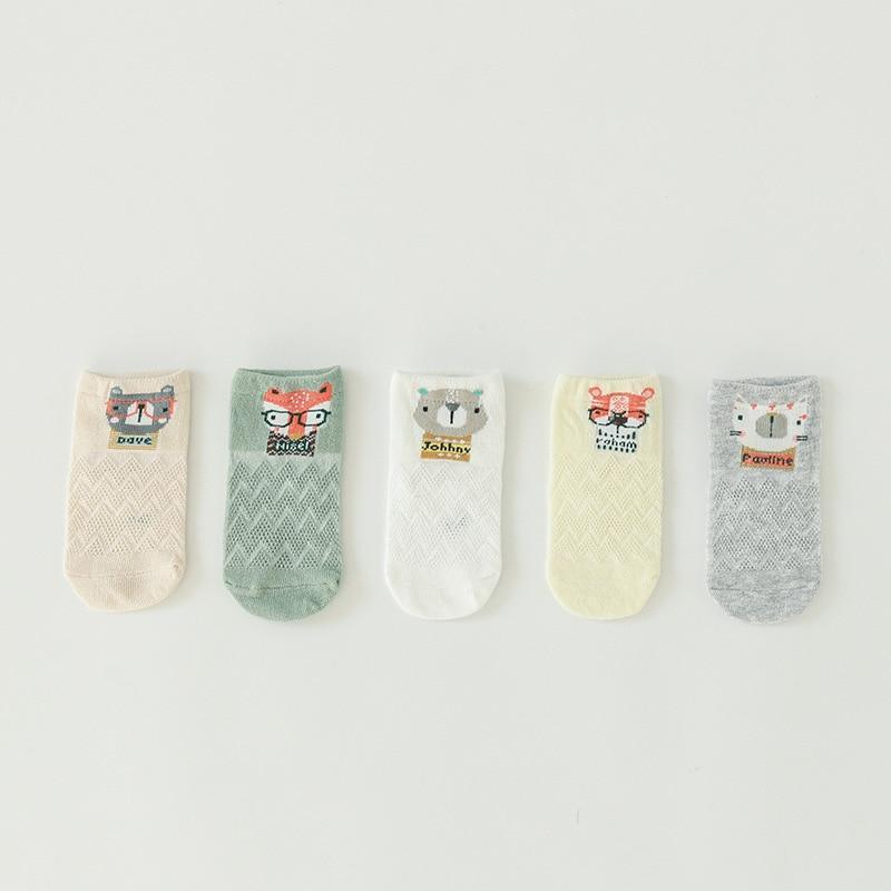 Stevvex 5-Pair Thin Combed Cotton Animal Baby Socks with cute faces in pastel colors on Tampa Home & Garden Store