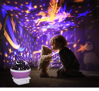 LED starry night light projector lamp by Stevvex with purple base for baby and kids on Tampa Home & Garden Store