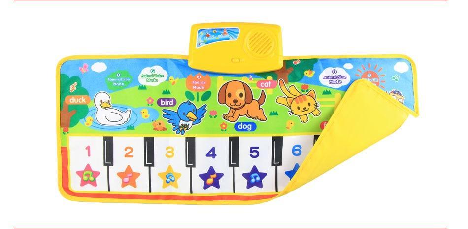 Stevvex baby musical mat with colorful animal imagery and piano keys educational toy on Tampa Home & Garden Store