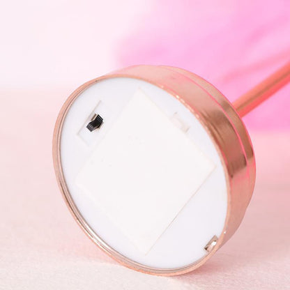 Stevvex feather table lamp USB rechargeable, rose-gold base, white LED panel, small switch on Tampa Home & Garden Store