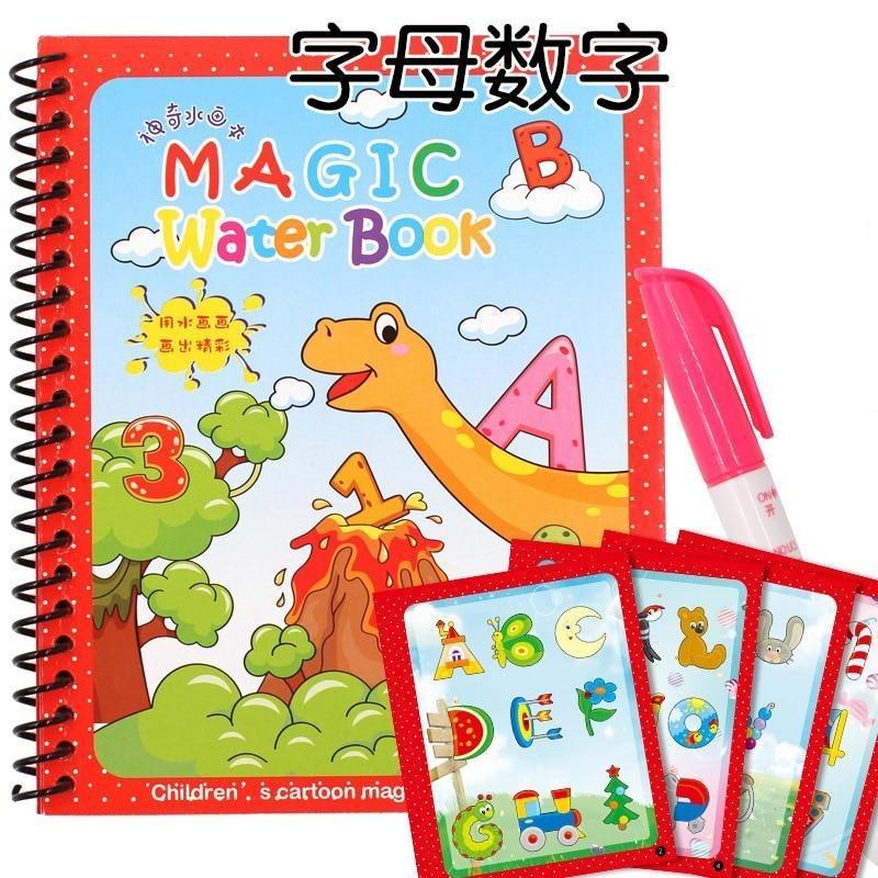 Stevvex Magic Water Drawing Book for kids with red spiral cover and pink magic pen on Tampa Home & Garden Store