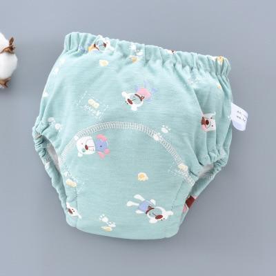 Baby training pants cloth diaper by Stevvex, 6-layer gauze, breathable blue with animals on Tampa Home & Garden Store