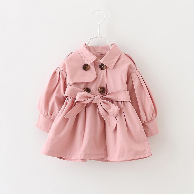 Baby pink double-breasted windbreaker trench coat with bow belt, Stevvex 1-4T on Tampa Home & Garden Store