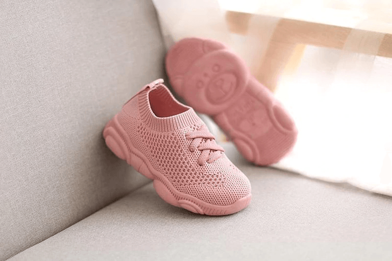 Stevvex pink knit baby sneaker with anti-slip soft sole for toddlers on Tampa Home & Garden Store
