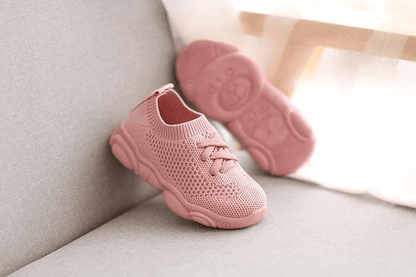 Stevvex pink knit baby sneaker with anti-slip soft sole for toddlers on Tampa Home & Garden Store