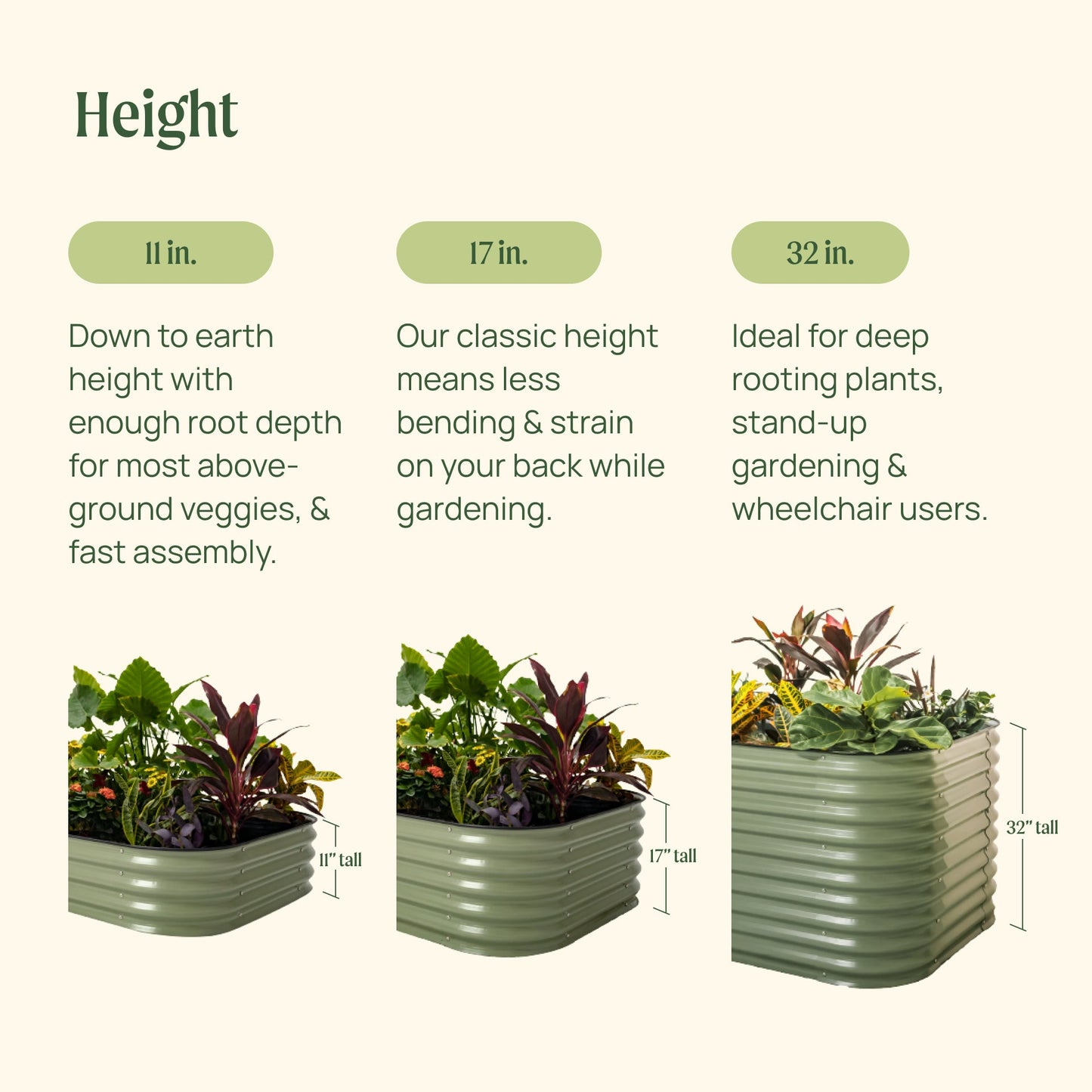 17" Tall Large Raised Garden Bed Kit |  9 in 1 Modular Metal