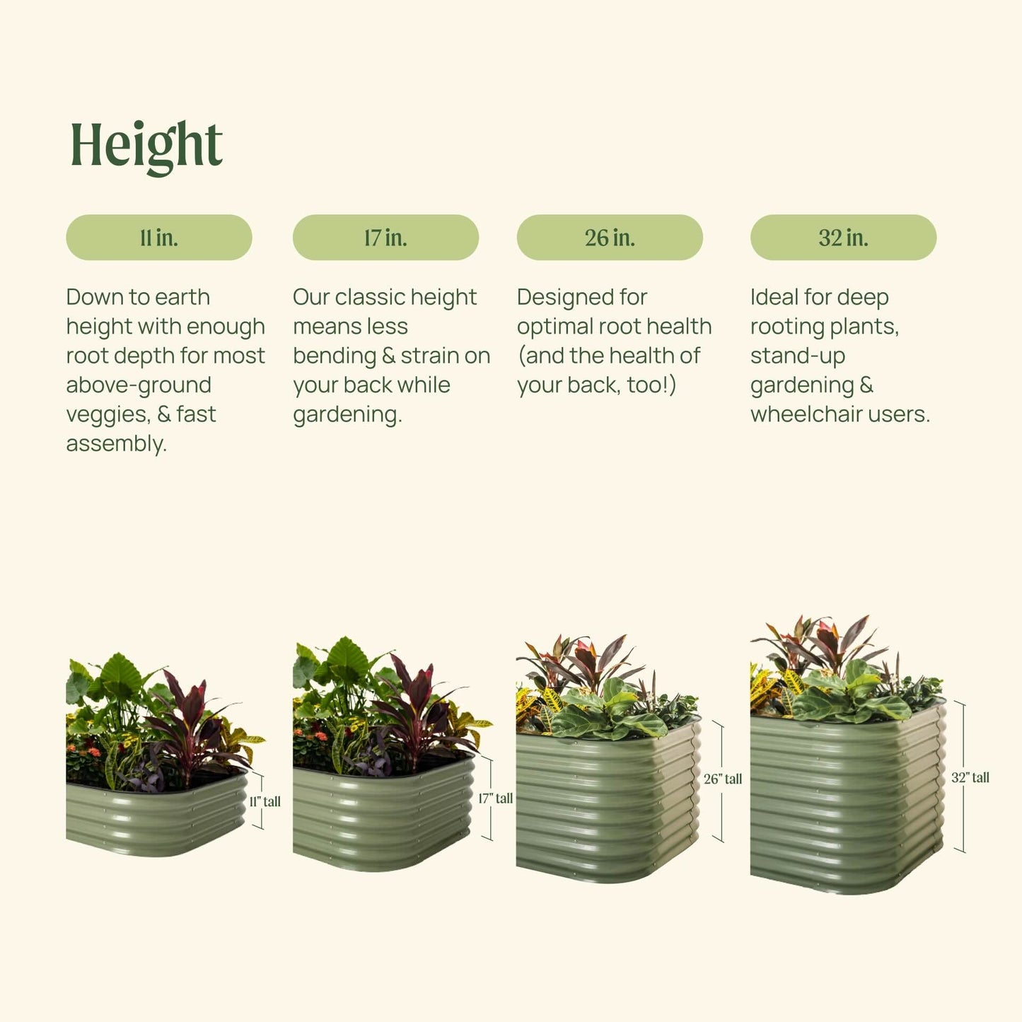 26" Tall 10 In 1 Jumbo Modular Metal Raised Garden Bed Kit