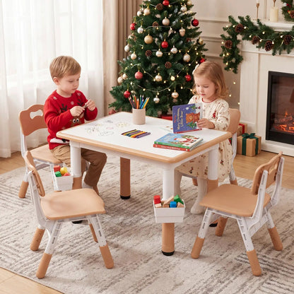 Kids Table and Chairs Set With Adjustable Height