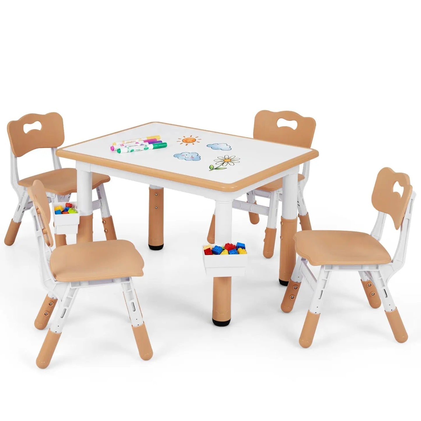 Kids Table and Chairs Set With Adjustable Height