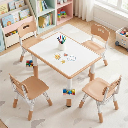 Kids Table and Chairs Set With Adjustable Height