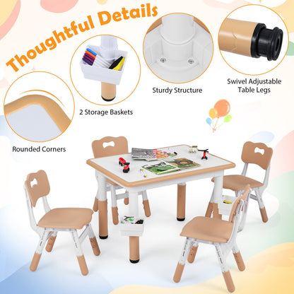 Kids Table and Chairs Set With Adjustable Height