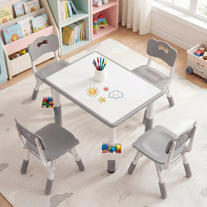 Kids Table and Chairs Set With Adjustable Height