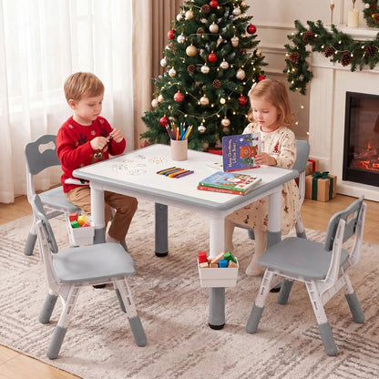 Kids Table and Chairs Set With Adjustable Height