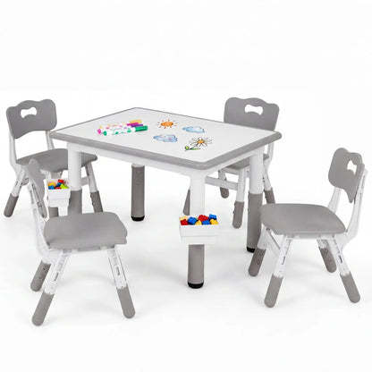 Kids Table and Chairs Set With Adjustable Height