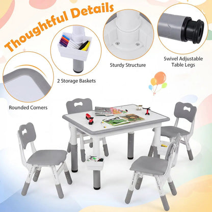 Kids Table and Chairs Set With Adjustable Height