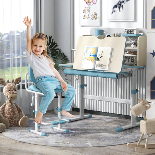 Height Adjustable Kids Study Desk with Tilt Desktop for 3-12 Years Old - Tampa Home & Garden Store