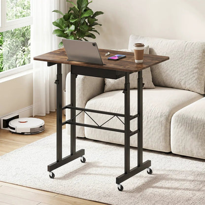 Height Adjustable Desk with Wheels and Drawer