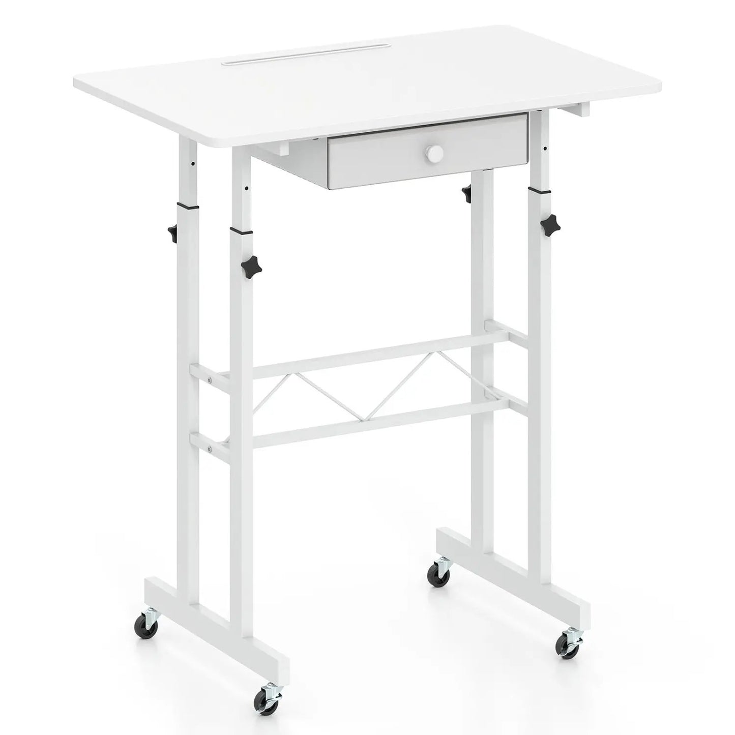 Height Adjustable Desk with Wheels and Drawer