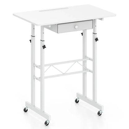 Height Adjustable Desk with Wheels and Drawer
