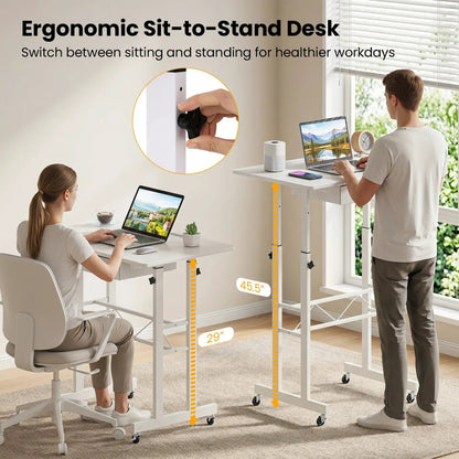 Height Adjustable Desk with Wheels and Drawer
