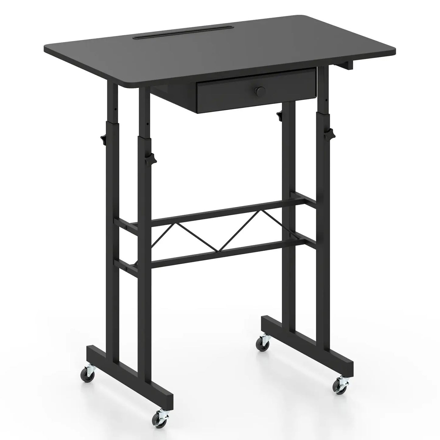Height Adjustable Desk with Wheels and Drawer