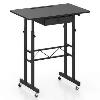 Height Adjustable Desk with Wheels and Drawer