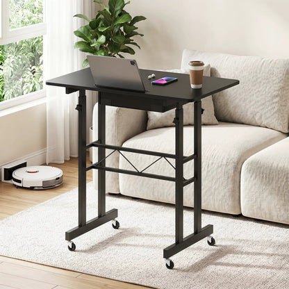 Height Adjustable Desk with Wheels and Drawer