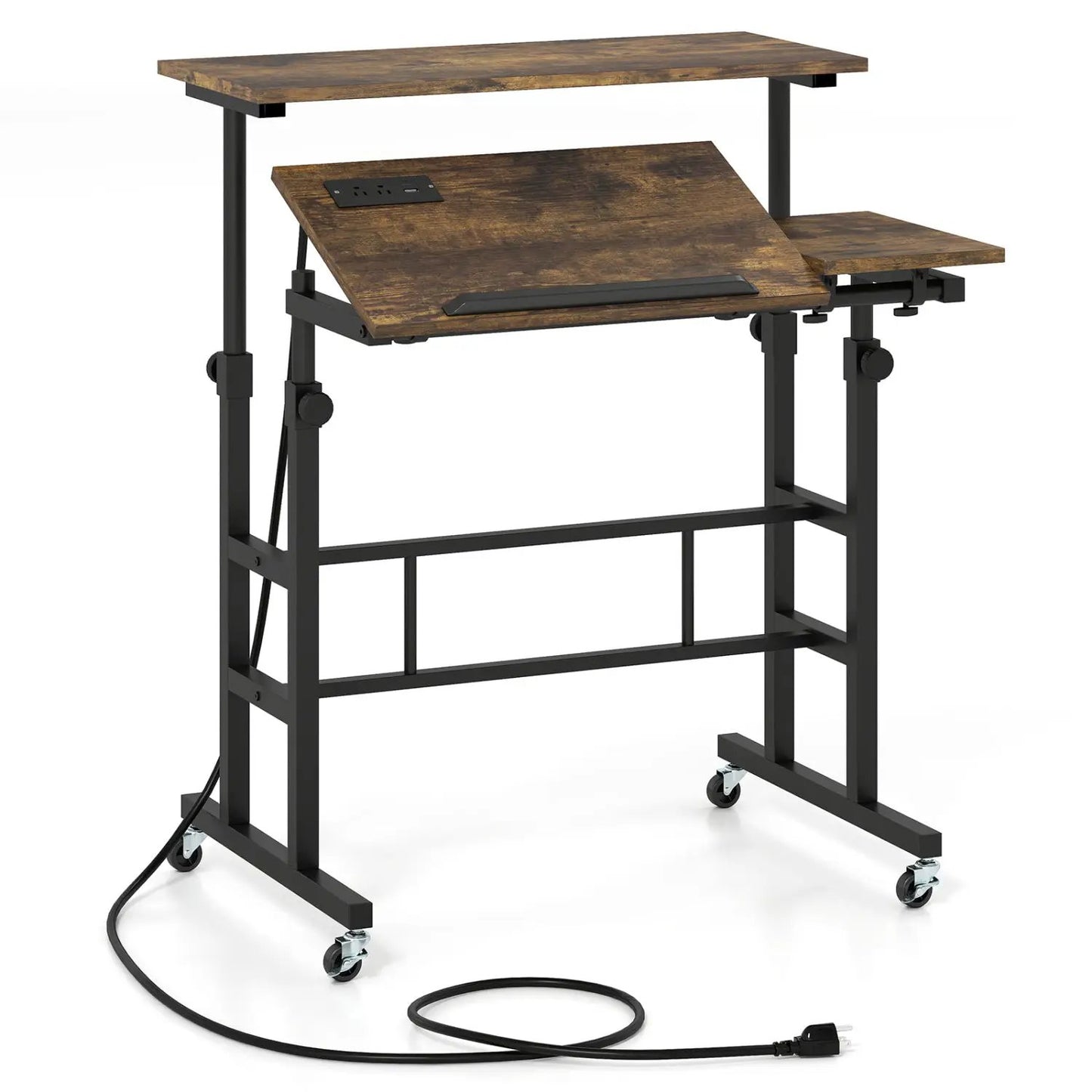 Mobile Standing Desk with Height Adjustments