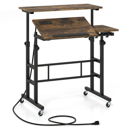 Mobile Standing Desk with Height Adjustments