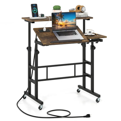 Mobile Standing Desk with Height Adjustments