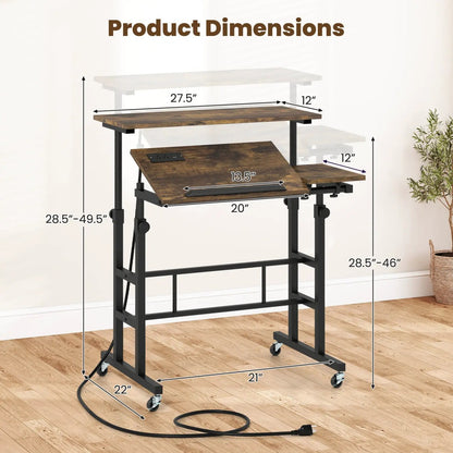 Mobile Standing Desk with Height Adjustments