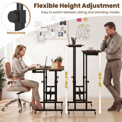 Mobile Standing Desk with Height Adjustments