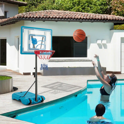 3.8-4.4 Feet Height Adjustable Pool Basketball Hoop for Kids Teens and Adults-Blue - Tampa Home & Garden Store