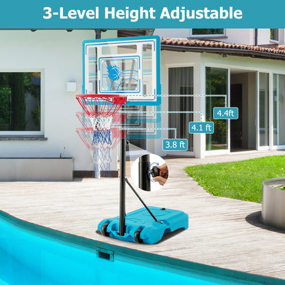 3.8-4.4 Feet Height Adjustable Pool Basketball Hoop for Kids Teens and Adults-Blue - Tampa Home & Garden Store